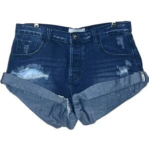 One Teaspoon Bandits Cut Off Jean Shorts Twisted Hem Distressed Blue Women 26